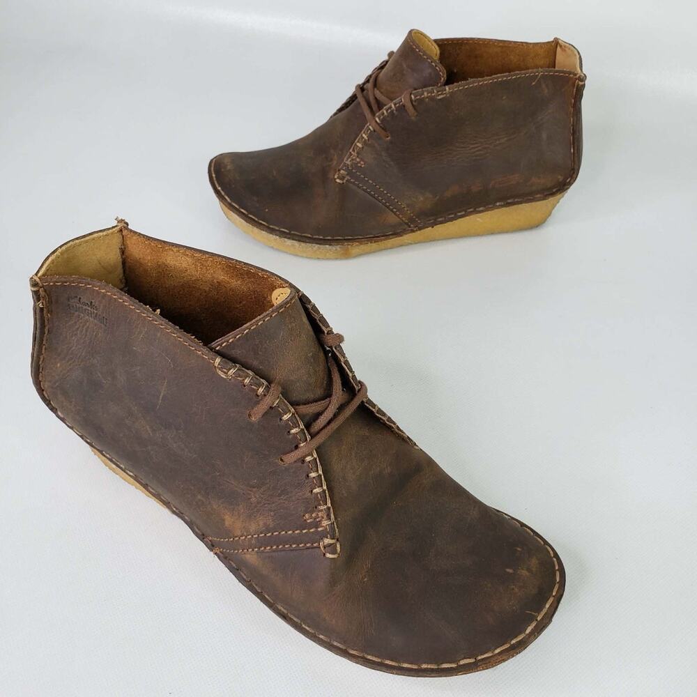 Clarks Originals Faraway Fields Canyon Leather Wedge Boots Women’s Size 8.5 M